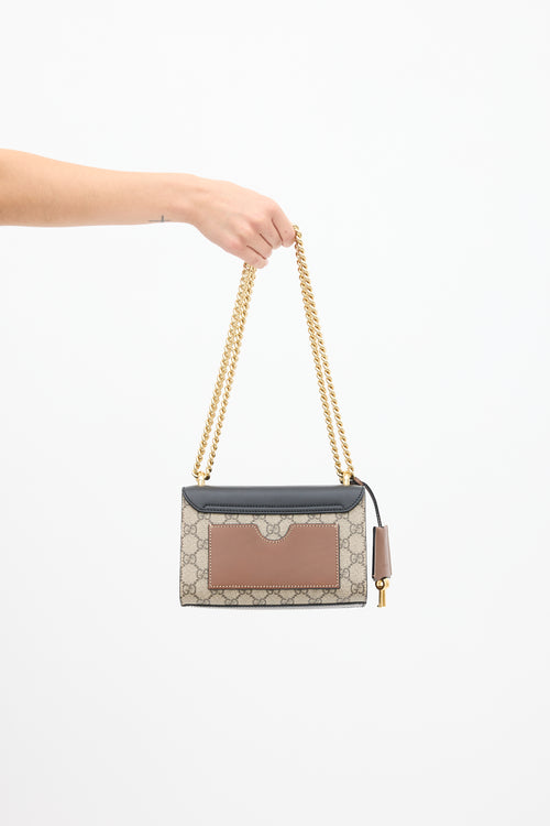 Gucci Beige & Black Monogram Padlock Mini Bag