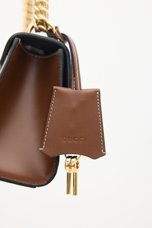 Gucci Beige & Black Monogram Padlock Mini Bag