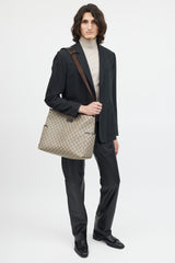 Gucci Beige & Brown GG Supreme Canvas Messenger Diaper Bag