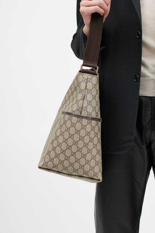 Gucci Beige & Brown GG Supreme Canvas Messenger Diaper Bag