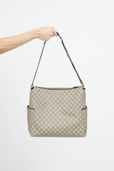 Gucci Beige & Brown GG Supreme Canvas Messenger Diaper Bag