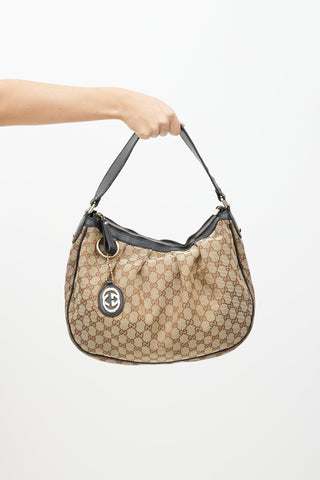 Gucci Brown & Black Sukey Monogram Bag