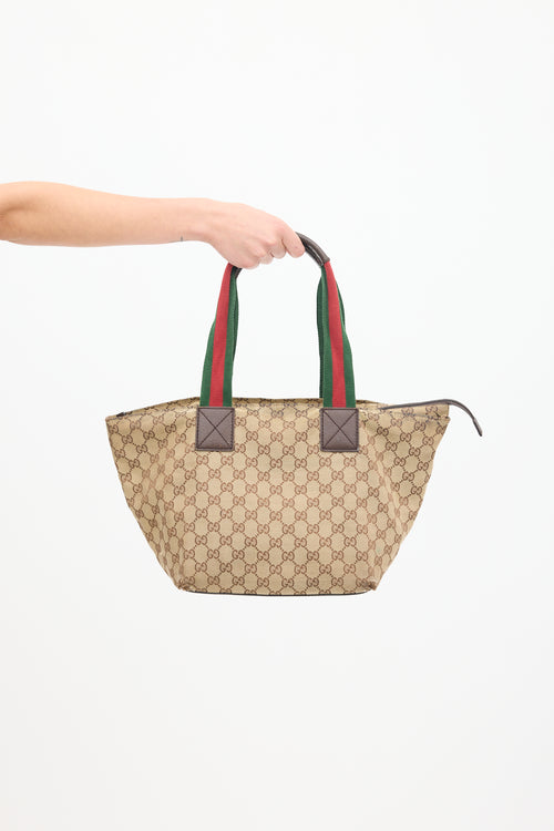 Gucci Brown & Multicolour Monogram Striped Tote