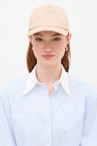 Gucci Beige Cotton Embossed Logo Baseball Hat