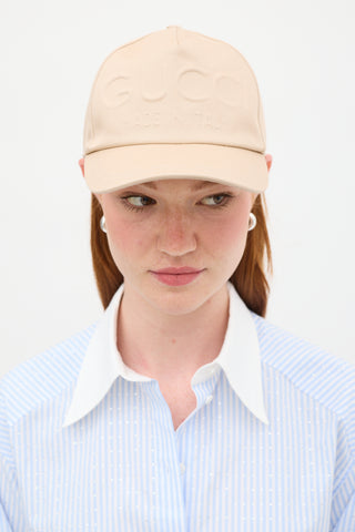 Gucci Beige Cotton Embossed Logo Baseball Hat