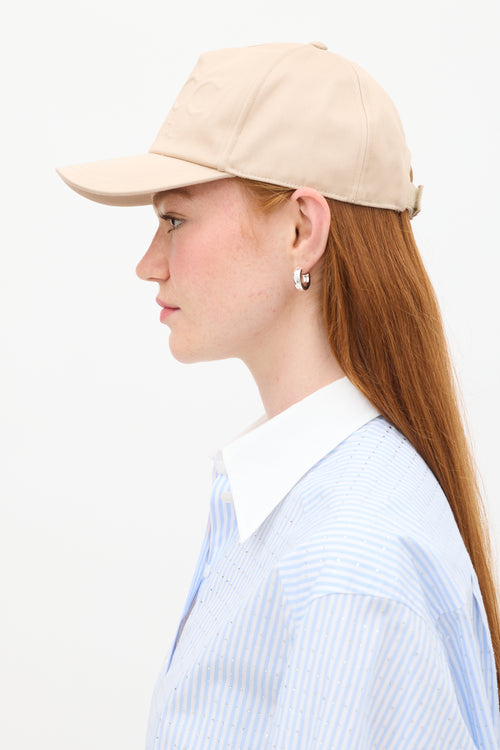 Gucci Beige Cotton Embossed Logo Baseball Hat