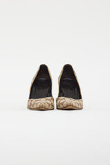 Gucci Beige GG Monogram Pointed Toe Pump