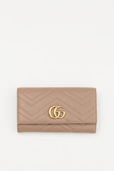 Gucci Beige Leather Marmont GG Wallet
