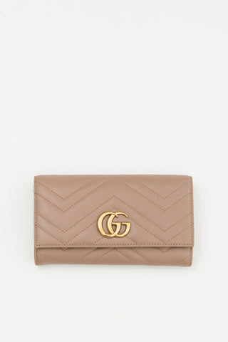 Gucci Beige Leather Marmont GG Wallet