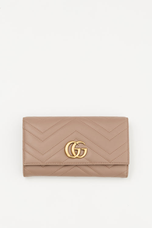 Gucci Beige Leather Marmont GG Wallet