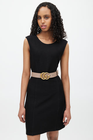 Gucci Beige & Gold Marmont Leather Belt