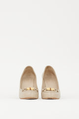 Gucci Beige Leather Bamboo Loafer Heel