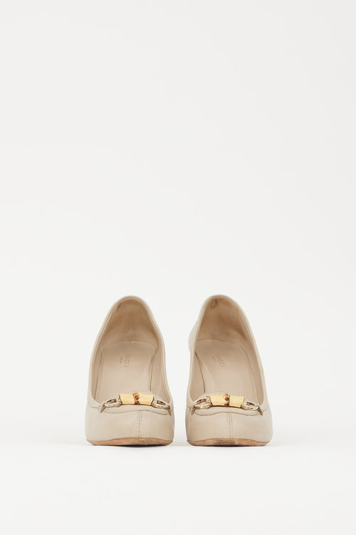Gucci Beige Leather Bamboo Loafer Heel