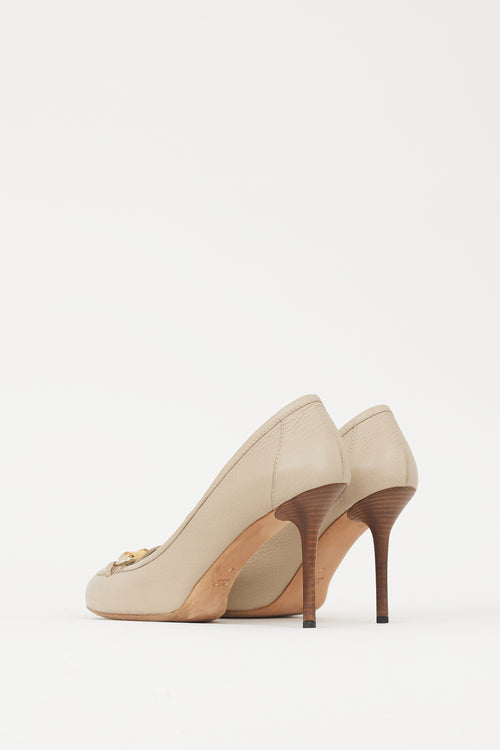 Gucci Beige Leather Bamboo Loafer Heel