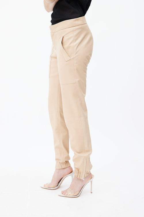 Gucci Beige Leather Tapered Pant