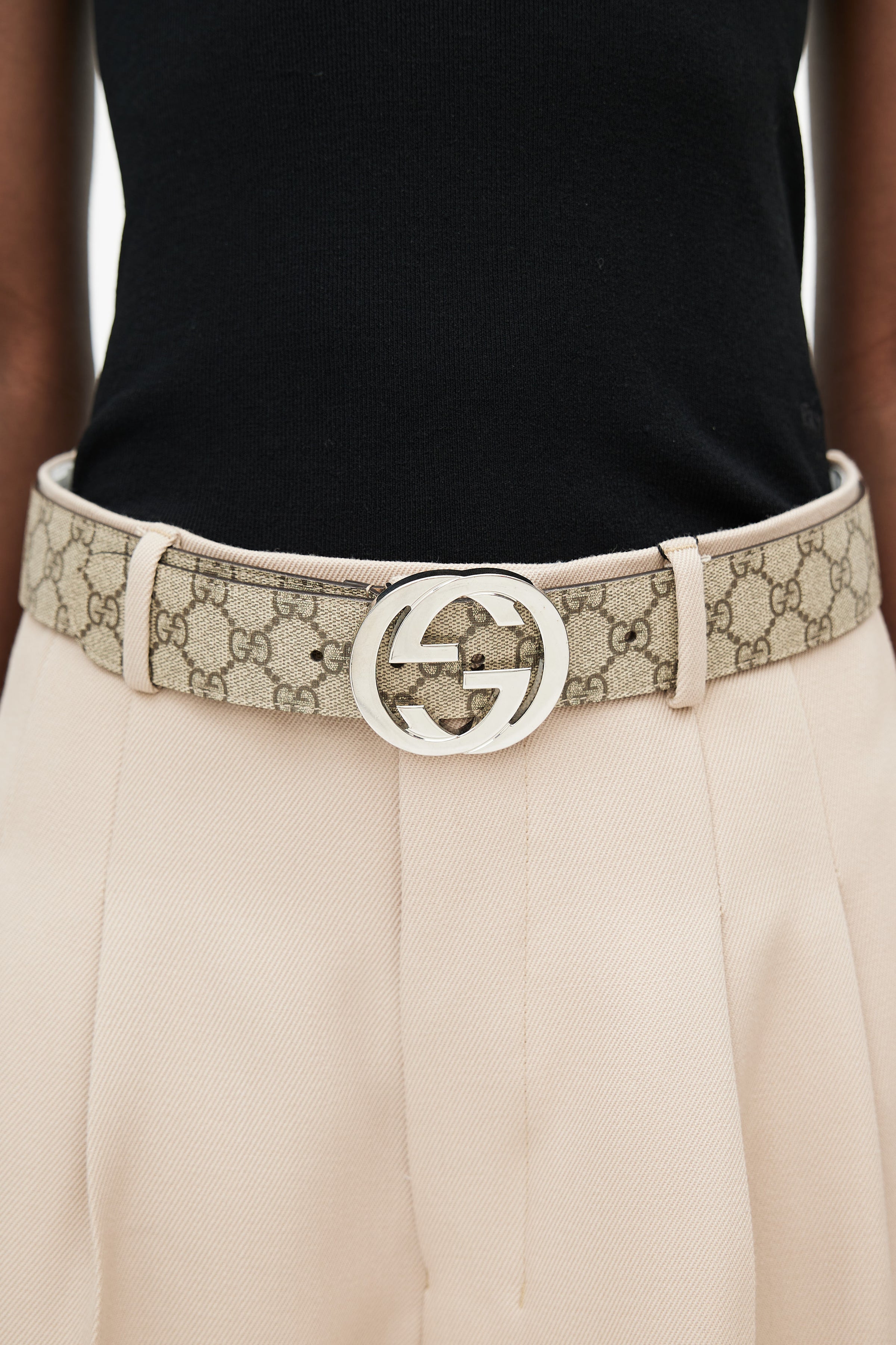 Gucci Belt In GG Supreme Fabric in Natural