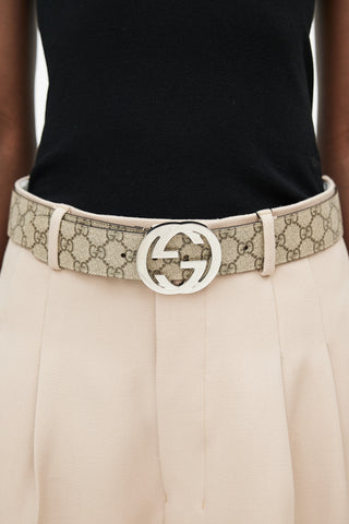 Gucci Beige Monogram GG Supreme Belt