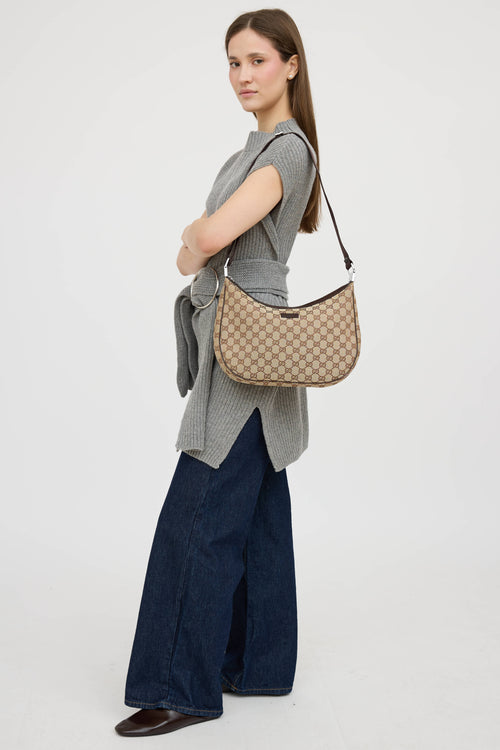 GucciGG Monogram Canvas Half Moon Bag