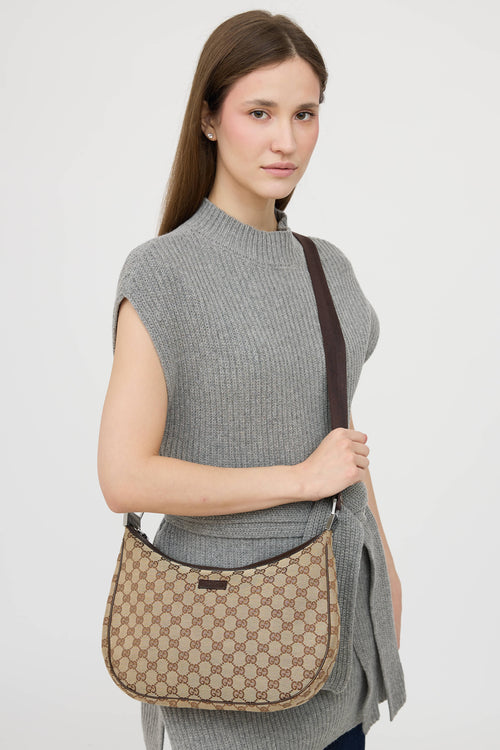 GucciGG Monogram Canvas Half Moon Bag
