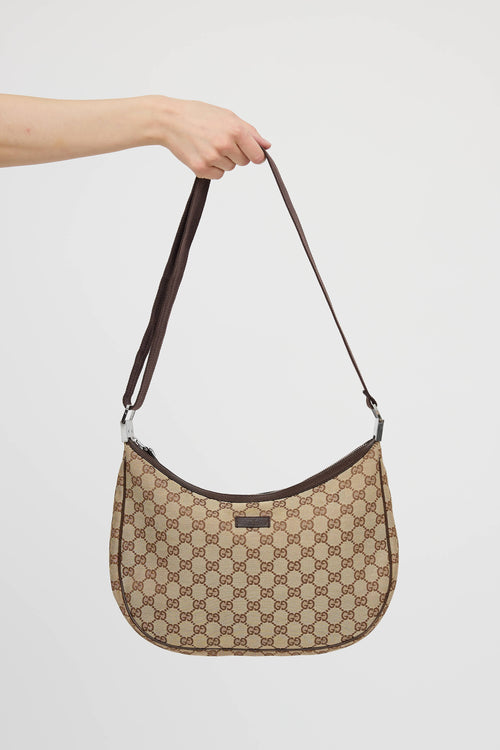 GucciGG Monogram Canvas Half Moon Bag