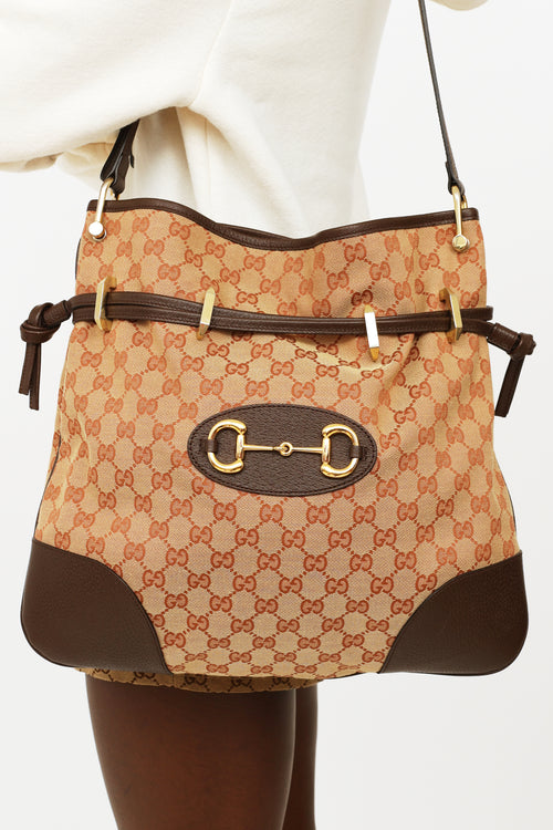 Gucci 2020 Beige & Brown Horsebit 1955 Messenger Bag
