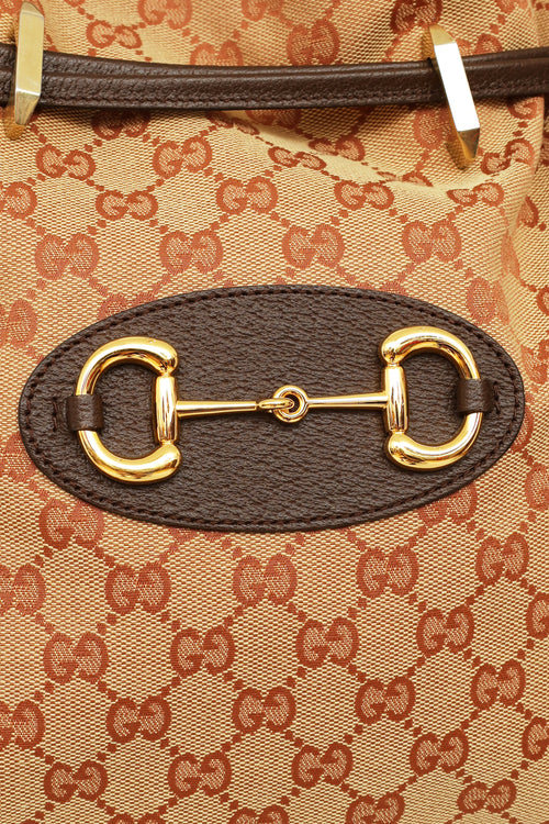 Gucci 2020 Beige & Brown Horsebit 1955 Messenger Bag