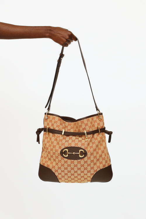 Gucci 2020 Beige & Brown Horsebit 1955 Messenger Bag