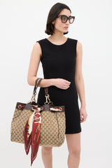 Gucci Beige & Multi GG Canvas Positano Scarf Tote