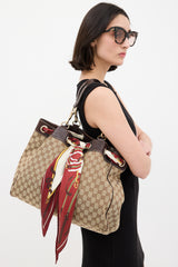 Gucci Beige & Multi GG Canvas Positano Scarf Tote