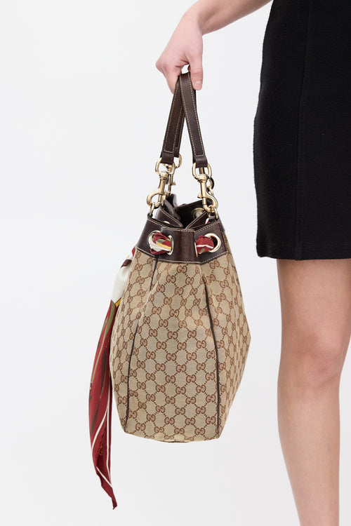 Gucci Beige & Multi GG Canvas Positano Scarf Tote
