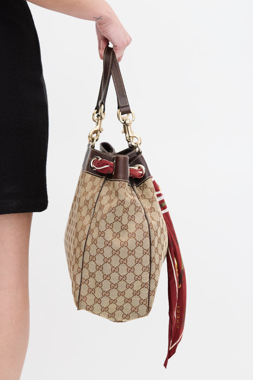 Gucci Beige & Multi GG Canvas Positano Scarf Tote