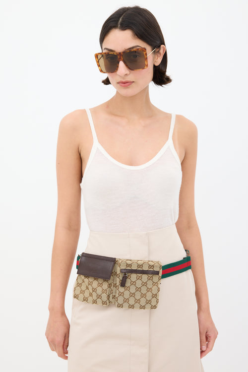 Gucci Beige & Multicolour GG Supreme Monogram Waist Bag