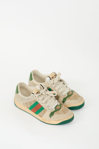 Gucci Beige & Multicolour GG Web Screener Sneaker