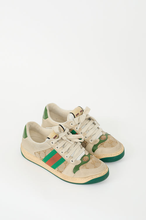 Gucci Beige & Multicolour GG Web Screener Sneaker