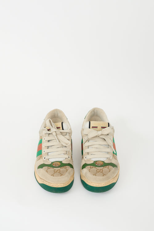 Gucci Beige & Multicolour GG Web Screener Sneaker