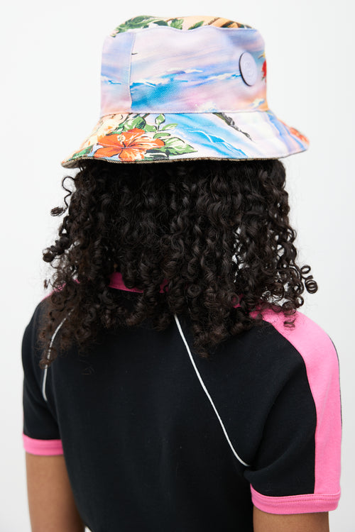 Gucci Beige & Multicolour Reversible Floral Monogram Bucket Hat