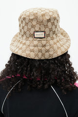 Gucci Beige & Multicolour Reversible Floral Monogram Bucket Hat