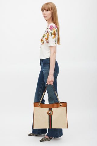 Gucci Beige & Multicolour Striped Rajah Tote