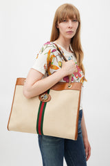 Gucci Beige & Multicolour Striped Rajah Tote