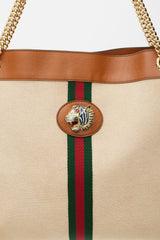 Gucci Beige & Multicolour Striped Rajah Tote