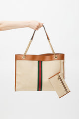Gucci Beige & Multicolour Striped Rajah Tote