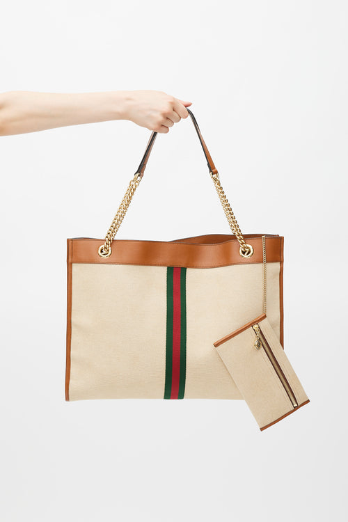 Gucci Beige & Multicolour Striped Rajah Tote