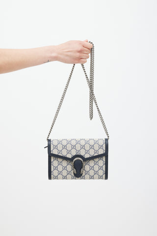 Gucci Beige & Navy Dionysus Monogram Bag