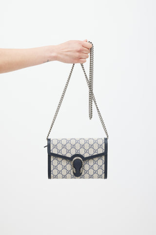 Gucci Beige & Navy Dionysus Monogram Bag