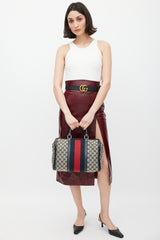 Gucci Brown & Navy Monogram Boston Webbed Bag