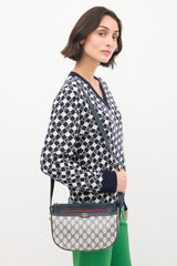 Gucci Beige & Navy Monogram Ophidia Crossbody Bag