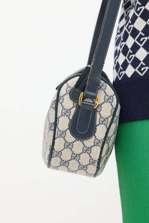 Gucci Beige & Navy Monogram Ophidia Crossbody Bag