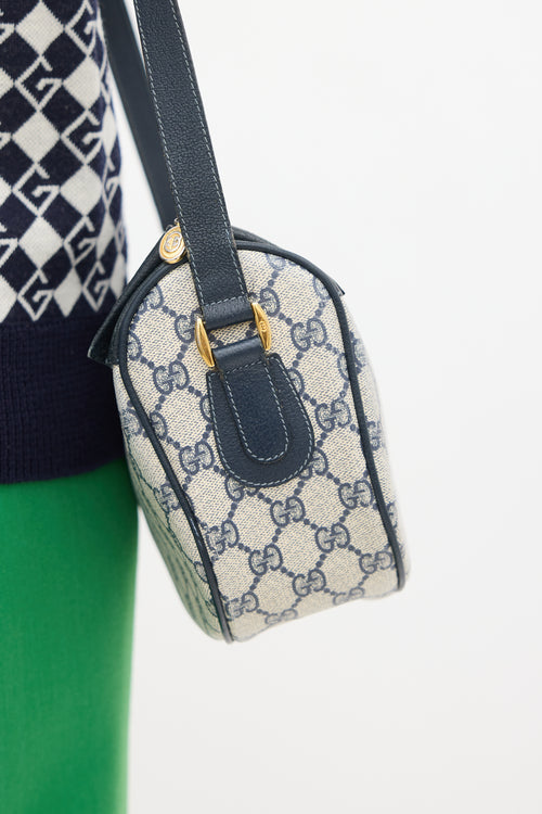 Gucci Beige & Navy Monogram Ophidia Crossbody Bag