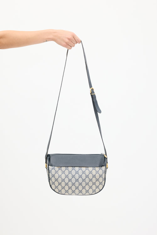 Gucci Beige & Navy Monogram Ophidia Crossbody Bag