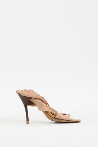 Gucci Beige Pleated Strap Heel